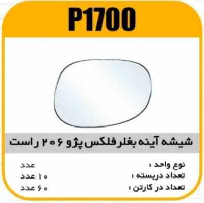 شیشه اینه بغل رفلکس پژو206 دستی راست پاسیکو P1700 ب2 ک60(514)