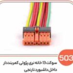 503- سوکت 13 خانه نری پژویی کمربند دار داخل داشبورد نارنجی (سوکت عباسی)